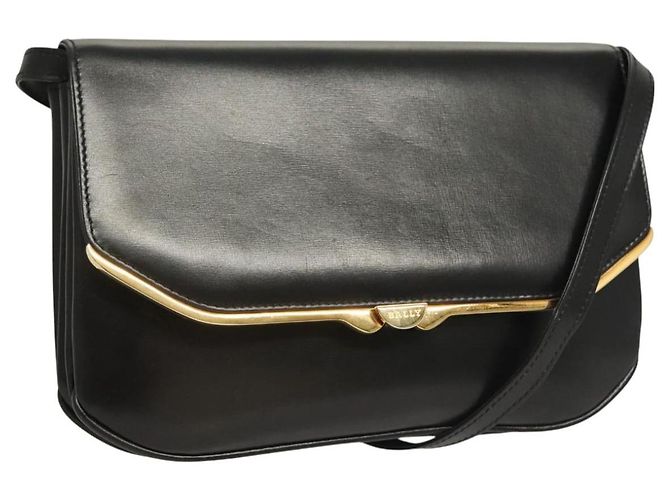 Borsa a Spalla BALLY in Pelle Nera Oro Auth BA2643 Nero D'oro
