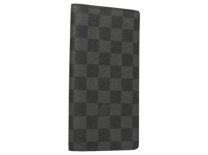 LOUIS VUITTON Geldbörse Ron Long Damier Graphite N62227 LV Auth 121246 Damier ebene