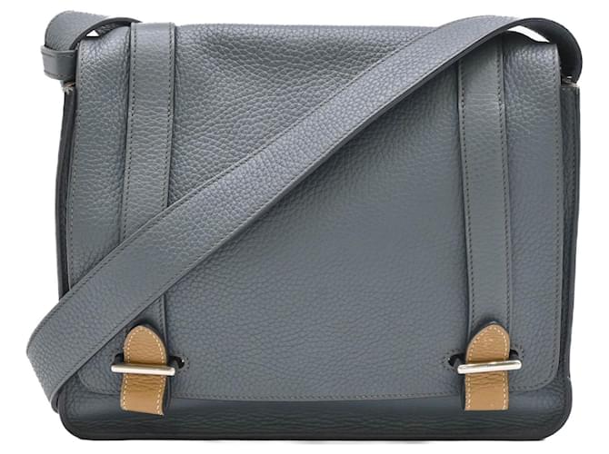 Hermès Hermes Steve Caporal 27 Shoulder Bag Brown Blue Leather  ref.2275829