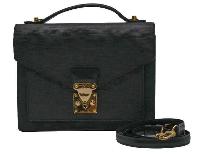 Borsa Monceau in pelle Epi Louis Vuitton Nero