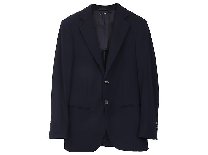 Giorgio Armani Textured Single-Breasted Blazer in Navy Blue Wool