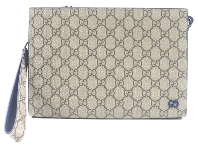 Gucci GG Supreme Business Bag Small Pouch Clutch Brown Beige Leather  ref.2275970