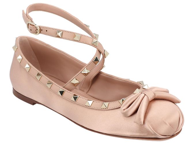 Valentino Garavani Bailarinas de satén Valentino Rockstud rosas