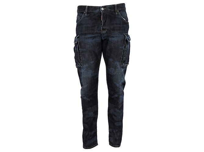 Dsquared2 Camo Cargo Jeans aus navyblauer Baumwolle
