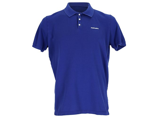 Polo in cotone blu con patch logo Dsquared2