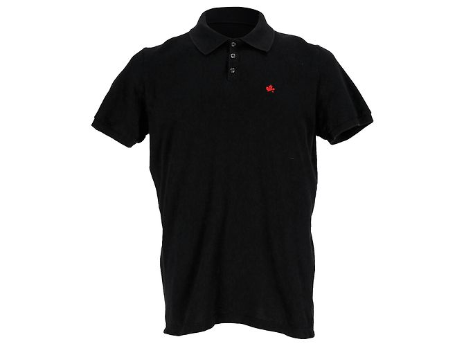 Dsquared2 Patch Polo-Shirt aus schwarzer Baumwolle