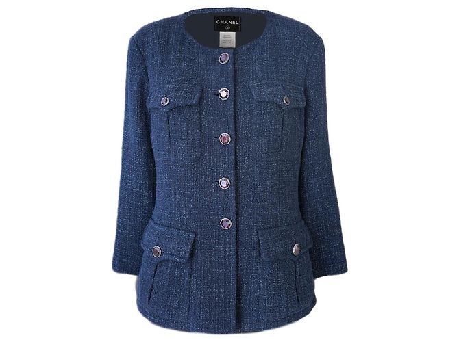 Chanel Emerald Tweed Jacket with Gripoix Buttons 42 FR