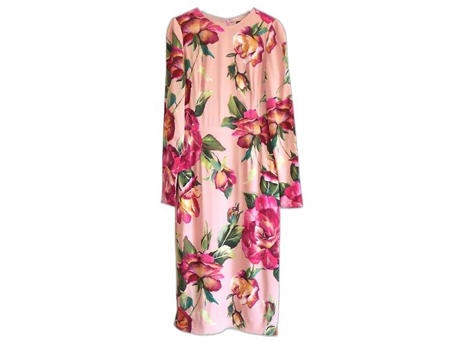 Vestido ajustado con estampado de rosa de Dolce & Gabbana