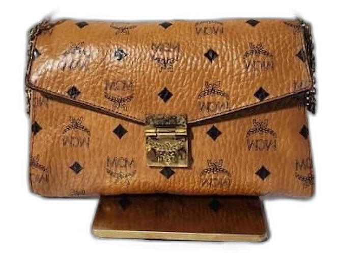 MCM Visetos Medium Patricia Wallet On Chain Cognac Brown 