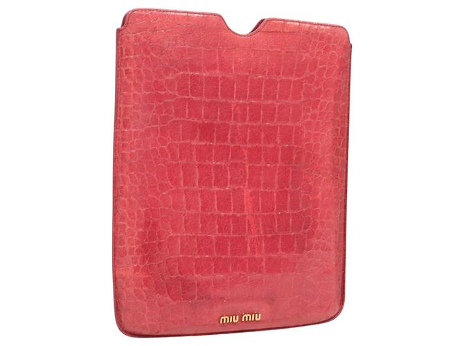Miu Miu iPad Case Leather Pink Auth 121106