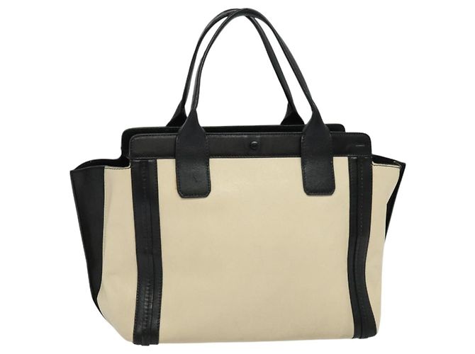 Chloé Chloe Alison Tote Bag Leather Beige Black Auth gh200
