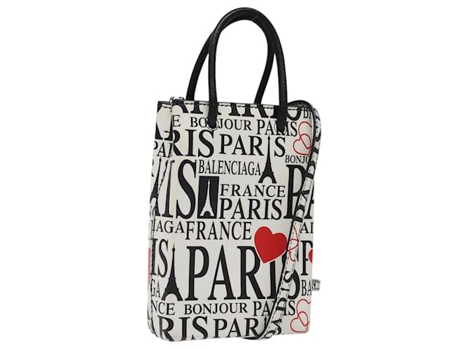 BALENCIAGA Hand Bag Leather 2way White Silver 593826 Auth 124781 Silvery  ref.2277094