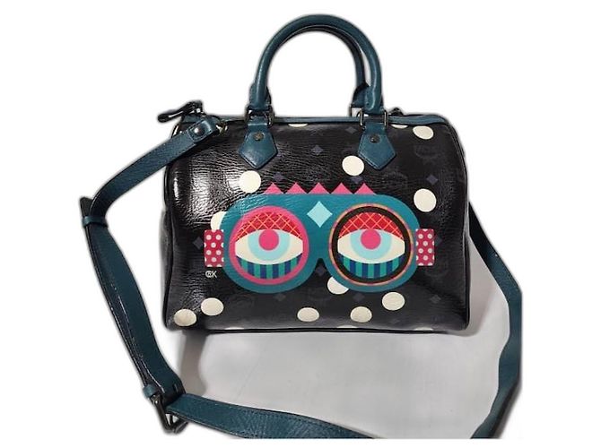 MCM Craig & Karl Snowdome Bolsa Boston Preta/Verde Preto