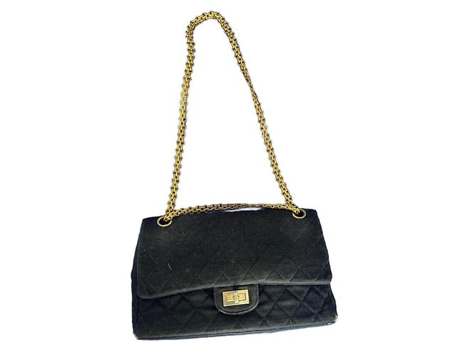 2.55 Bolsa de mão Chanel em tecido preto
