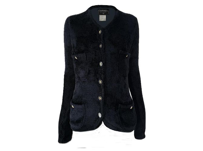 Chanel Fluffy-Jacke Relikt Connoisseurs 40 Schwarz