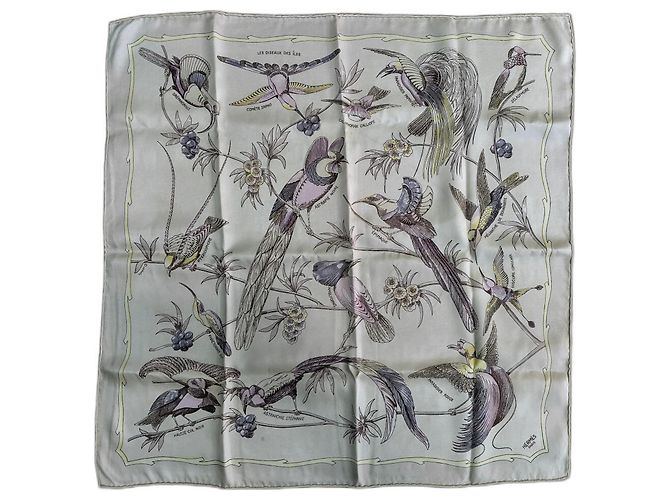 Hermès Lenço de seda As Aves das Ilhas Bege