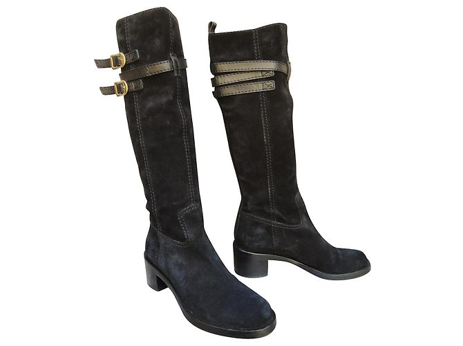 Gucci Reitstiefel aus schwarzem Wildleder