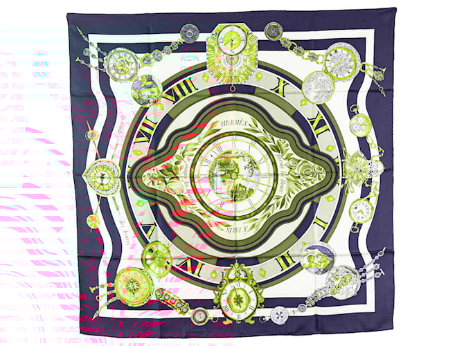 Hermès Blue Among the Flowers I Count the Hours Silk Scarf Cloth  ref.2280396