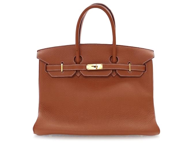 Hermès Brown Clemence Birkin Retourne 35 Leather Pony-style calfskin  ref.2280498