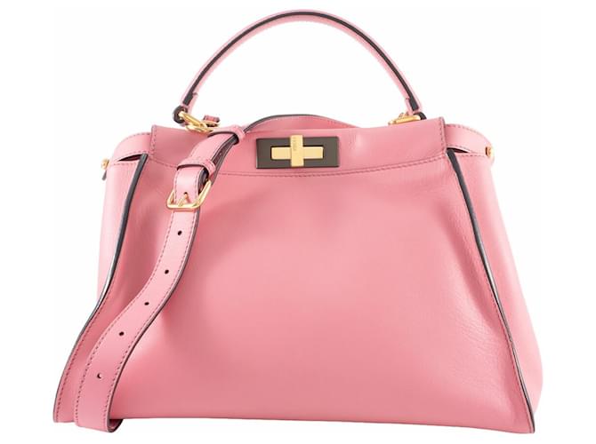 Fendi Peekaboo Handbag Pink Leather  ref.2280603