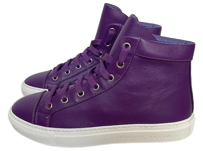 Philipp Plein Leder Sneaker Lila Größe 37