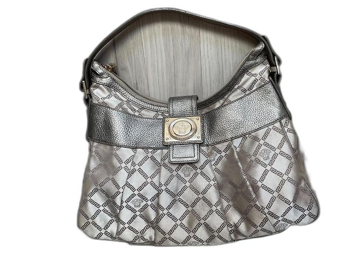 Borsa a mano Versace in tela beige