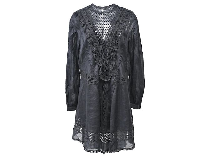 Abito Mini Rowina Isabel Marant in Ramie Nero