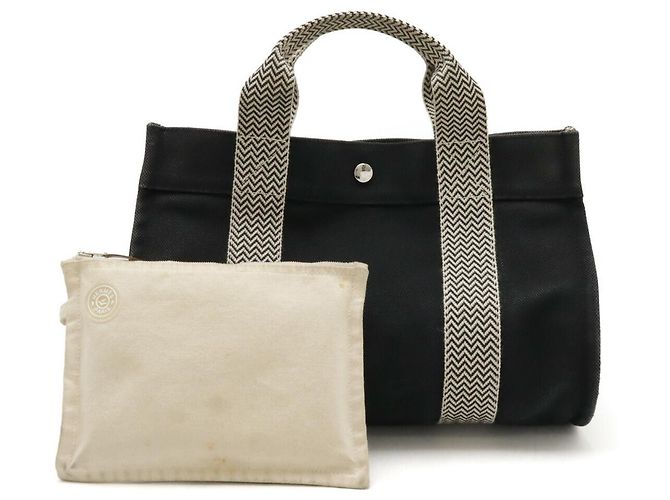 Hermès Hermes Cannes PM Canvas Handbag Black