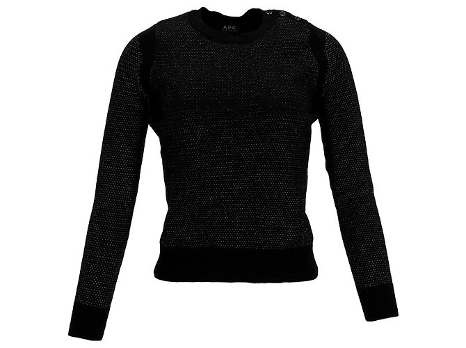 Apc Schwarzer Merinowollpullover mit glitzernden Knöpfen A.P.C.