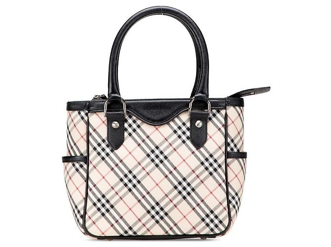 Burberry Nova Check Canvas Leder Handtasche Braun Beige