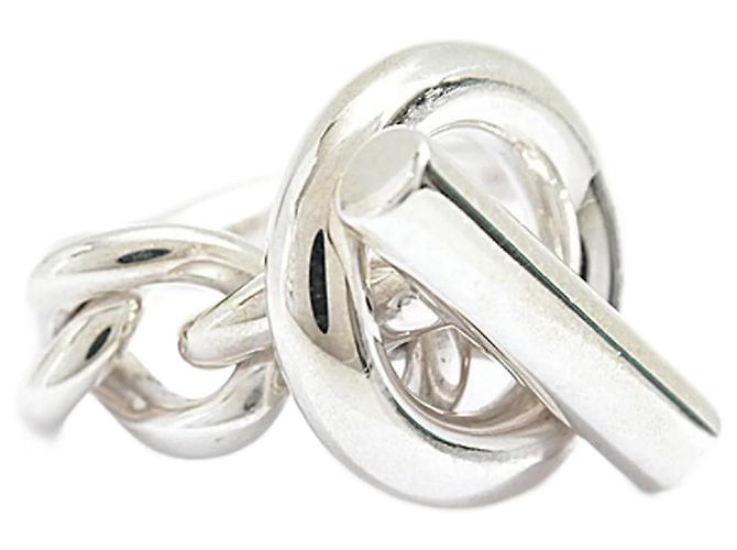 Ring Hermès Anel Croisette Masculino Hermes Prata