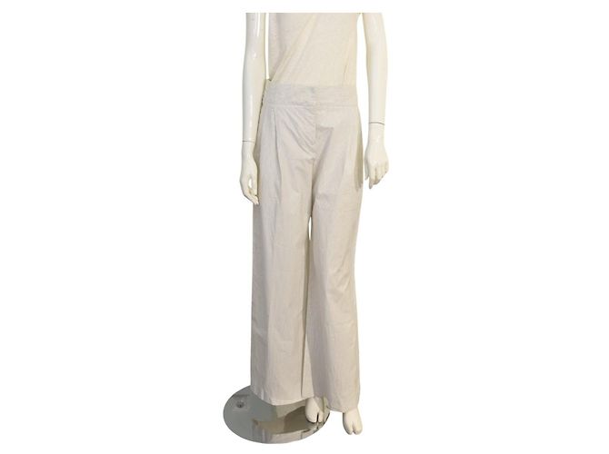 Calças retas Paul Smith brancas com riscas cinzentas de algodão 42 Branco Cinza