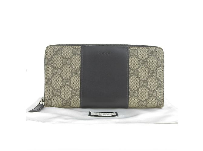 Gucci GG Supreme Long Wallet Black Beige
