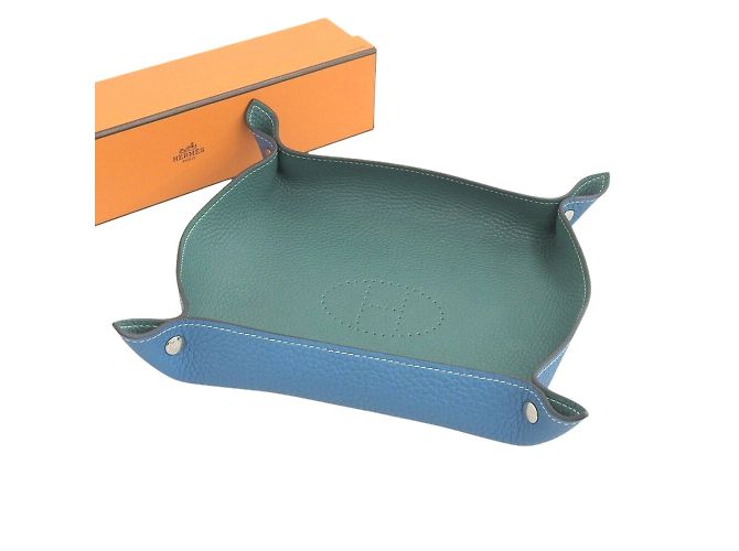 Hermès Vassoio per Gioielli Vide Poche Hermes Blu Verde