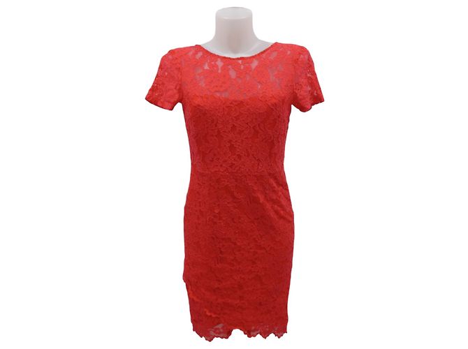 Autre Marque Rotes durchbrochenes Kleid Größe .36 1.2.3