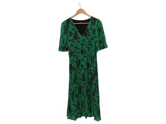 Vestido verde com bolinhas florido T 36 Caroll Verde escuro