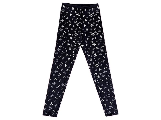 Chanel Iconic CC Eternal Codes Leggings 40 FR Black