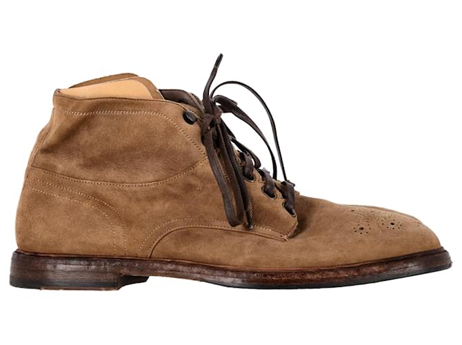  Dolce & Gabbana Marsala Lace-Up Ankle Boots in Brown Suede Red  ref.2282921