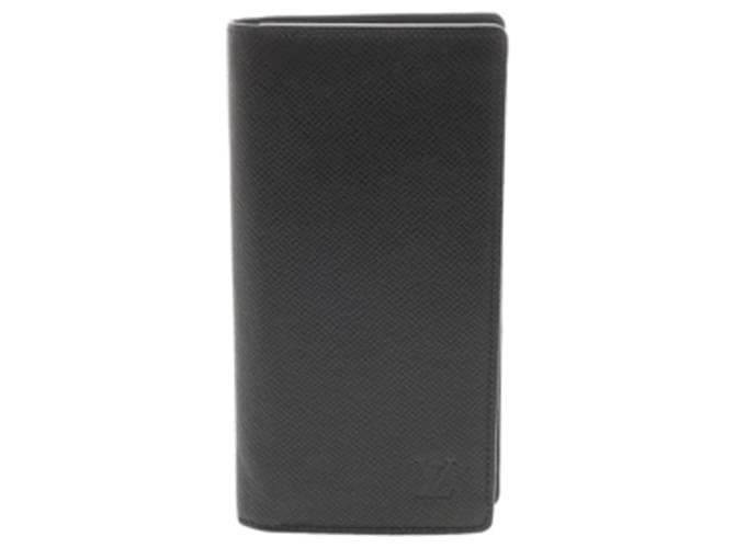 Louis Vuitton Taiga Portefeuille Brazza Noir Men's Leather Long Wallet Black  ref.2283121