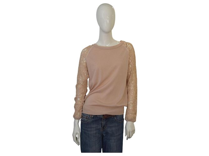 Diane Von Furstenberg Avani Spitzenpullover in Beige, Größe M
