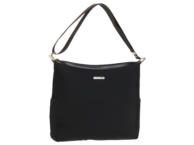 Borsa a spalla GUCCI in tela nera e argento Auth SW823 Nero