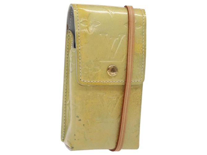 LOUIS VUITTON Monogram Vernis Grünes Zigarettenetui Grau LV Auth 124911