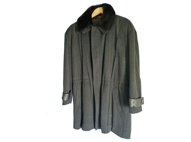 Parka Zilli de cashmere com gola de vison cinza escuro Cinza antracite