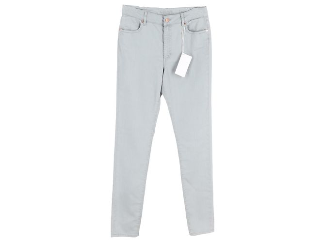 Jeans de perna reta Escada em denim de algodão cinza claro