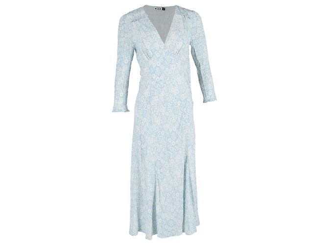 Autre Marque Rixo Clover Midi Kleid aus leichter Viskose in Hellblau