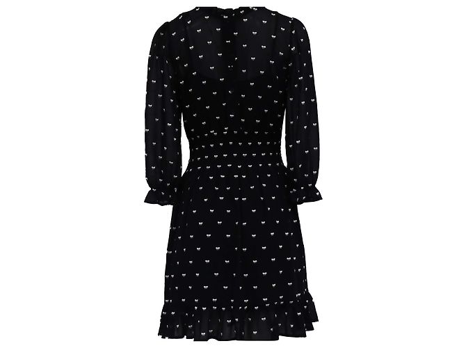 Maje Rythonoeud Bow Print Mini Dress in Black Polyester