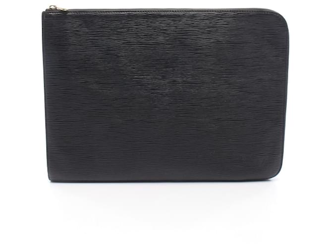 Louis Vuitton Poche Document Epi Clutch Bag Black Leather  ref.2285171