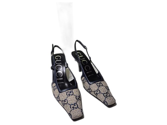 Gucci Slinback Pumps Schwarz Monogramm Canvas