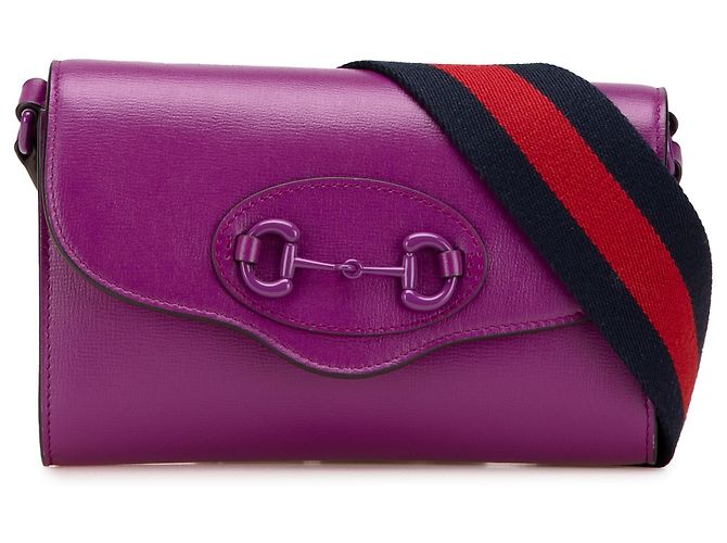 Gucci Lila Mini Leder Horsebit 1955 Web Umhängetasche