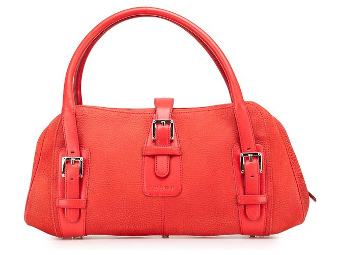 LOEWE Red Nubuck Senda Handbag